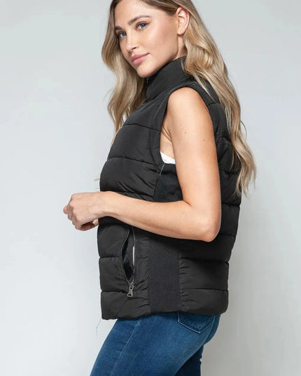 Chic Pocketed Zip-Up Turtleneck Vest for Effortless Style