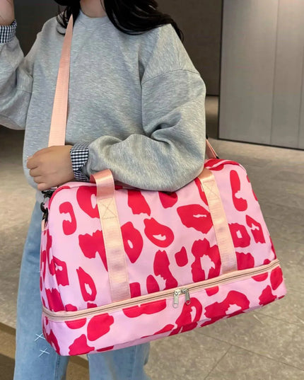 Bolsa de viaje de tela Oxford con estampado de leopardo