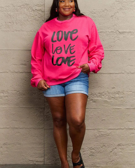 Simply Love Full Size LOVE Round Neck Sweatshirt - ShopEasier