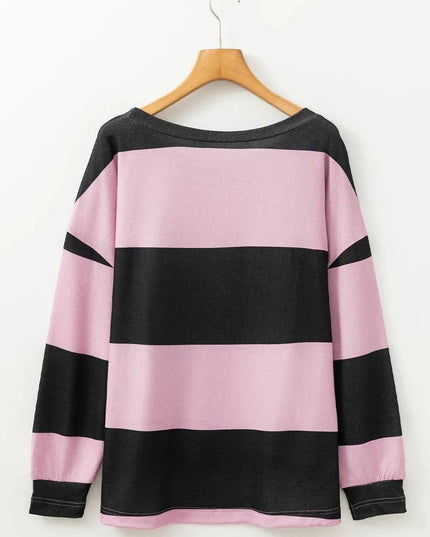 Color Block High-Low Long Sleeve T-Shirt with Round Neck