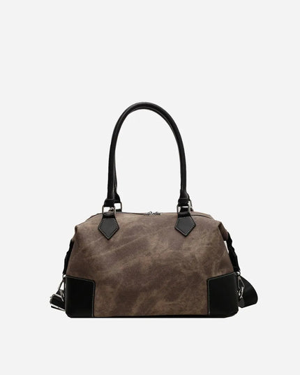 Contrast PU Leather Shoulder Bag