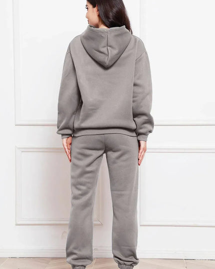 Casual Drop Shoulder Hoodie and Jogger Set