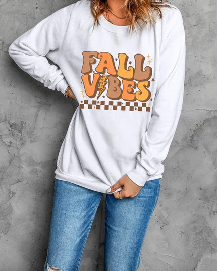 Graphic Lettered Long Sleeve Crew Neck Sweatshirt