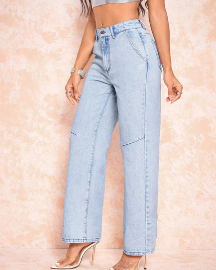 Straight Leg Jeans with Pockets - ShopEasier