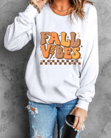 Graphic Lettered Long Sleeve Crew Neck Sweatshirt