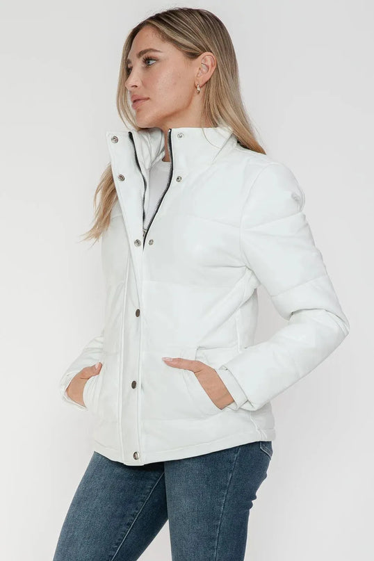 YMI Pocketed Zip Up Turtleneck Puffer Jacket - ShopEasier