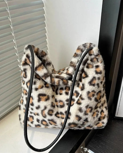 Wild Print Plush Shoulder Bag