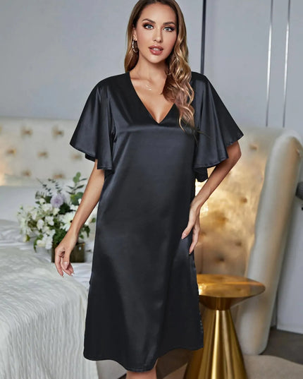 V-Neck Flutter Sleeve Night Dress