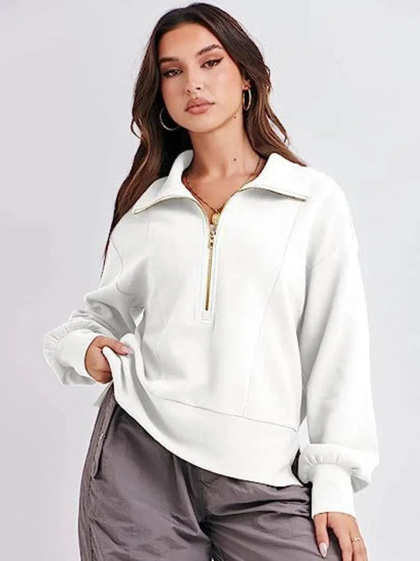 Collared Half Zip Sweatshirt for Comfort and Style