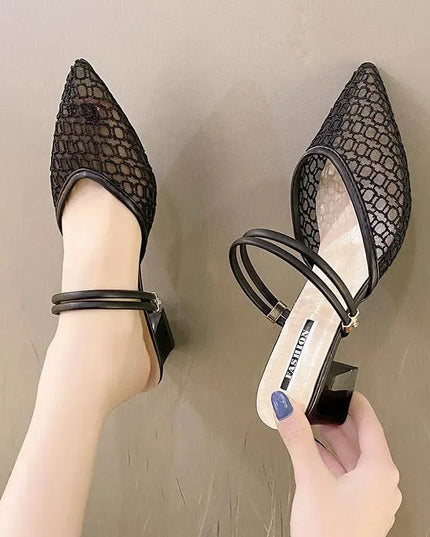 Chic Pointed Toe Block Heel Sandals