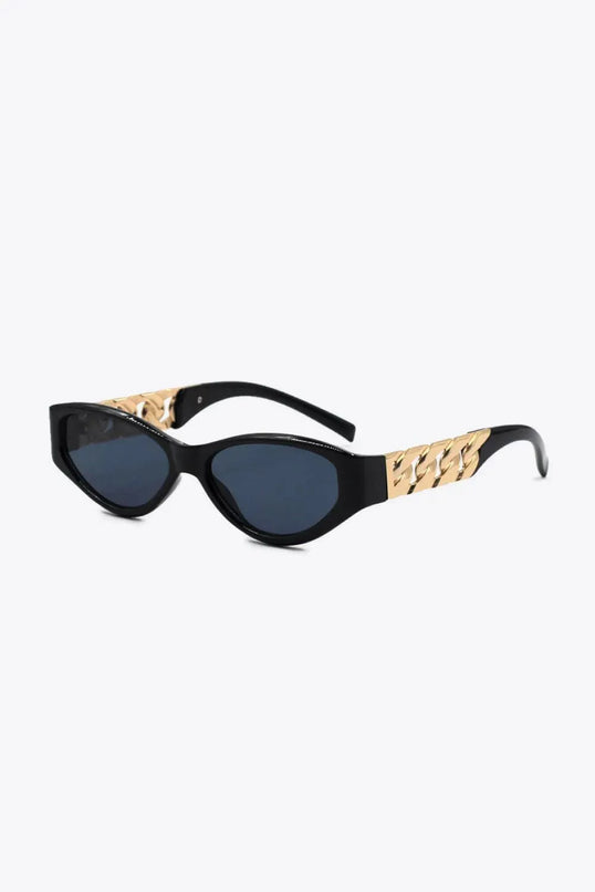 Chain Detail Cat Eye Sunglasses with UV400 Protection