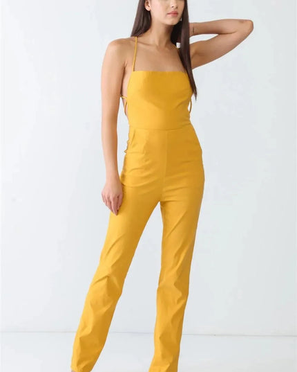 Doreli Group Backless Tied Spaghetti Strap Sleeveless Jumpsuit - ShopEasier