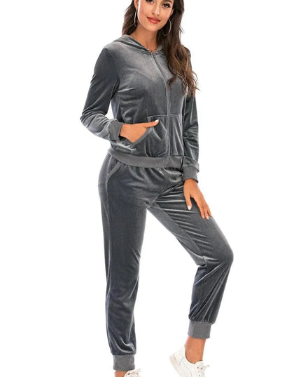 Hooded Zip-Up Jacket and Trousers Ensemble