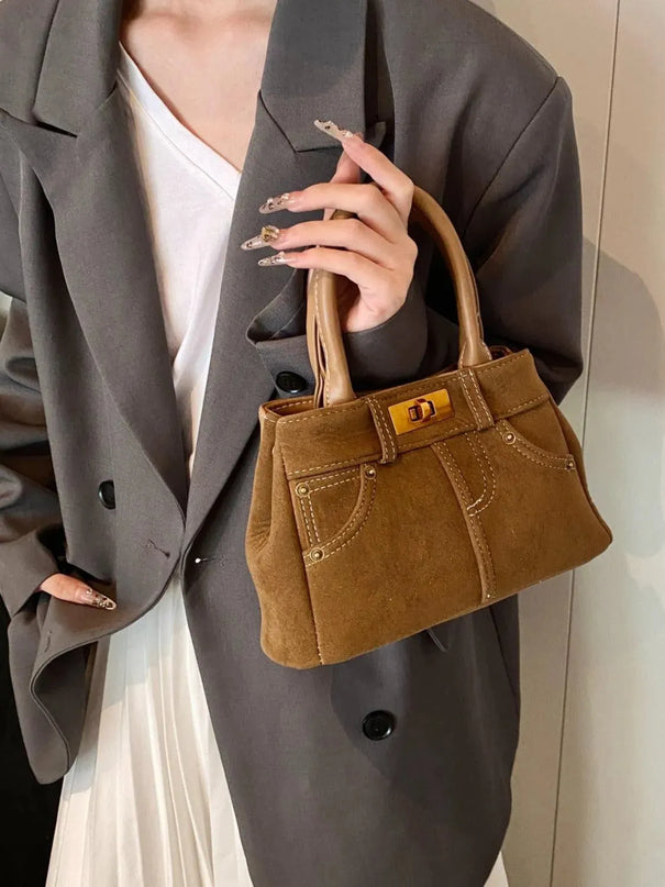 Suede Adjustable Strap Double-Use Handbag