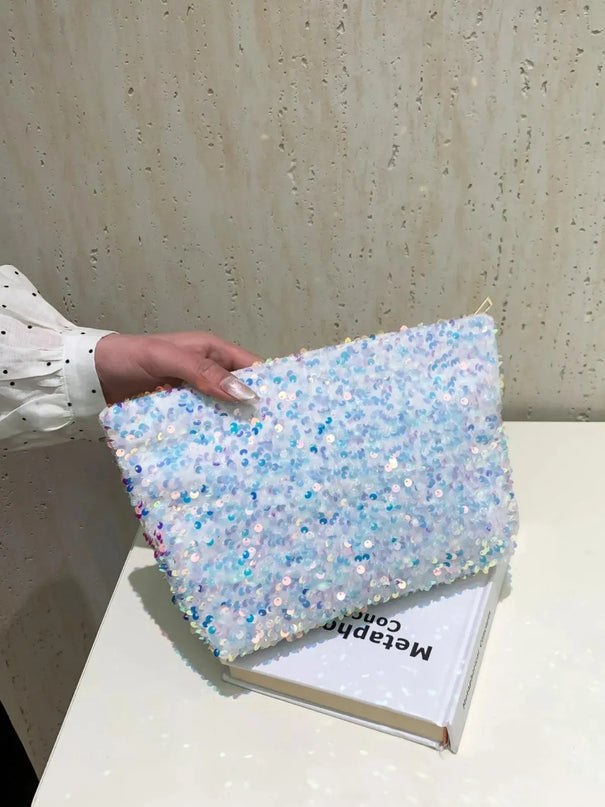 Sparkling Sequin Zippered Clutch Bag