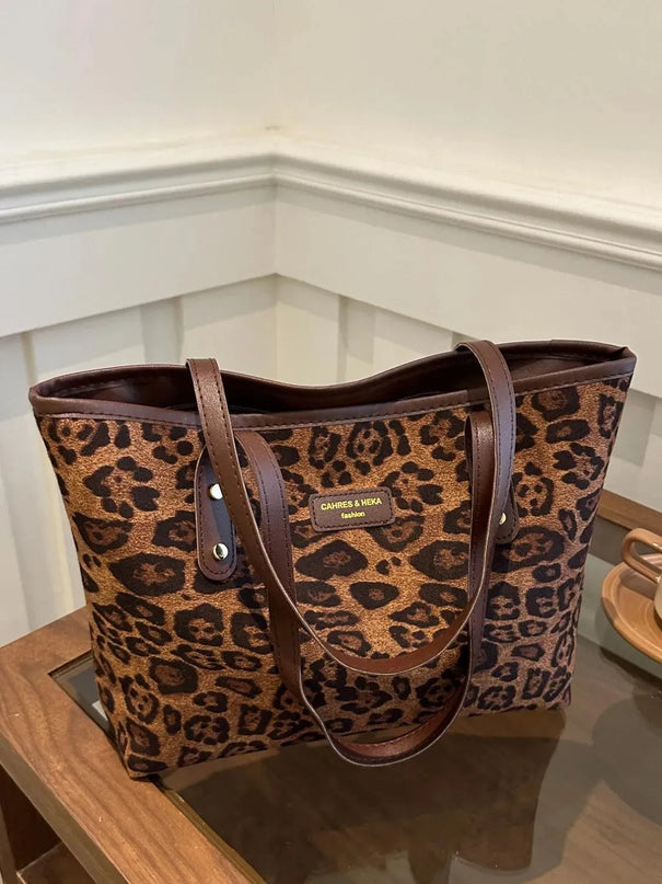 Bolsa de poliéster con estampado de leopardo