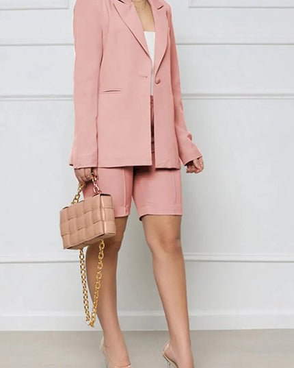 Long Sleeve Blazer and Shorts Set - ShopEasier