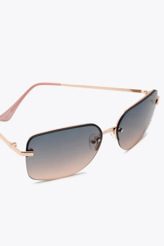 Rhinestone-Embellished Wayfarer Sunglasses with Metal Frame