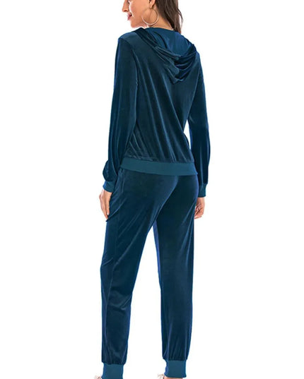 Hooded Zip-Up Jacket and Trousers Ensemble