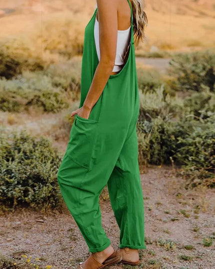 Double Take Full Size Sleeveless V-Neck Pocketed Jumpsuit - ShopEasier