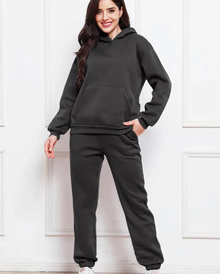 Casual Drop Shoulder Hoodie and Jogger Set