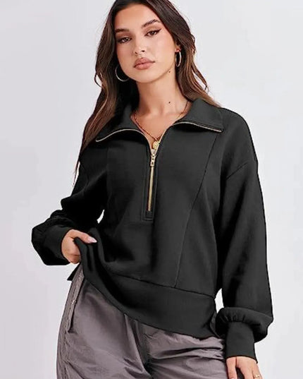 Sudadera con cuello y media cremallera para mayor comodidad y estilo