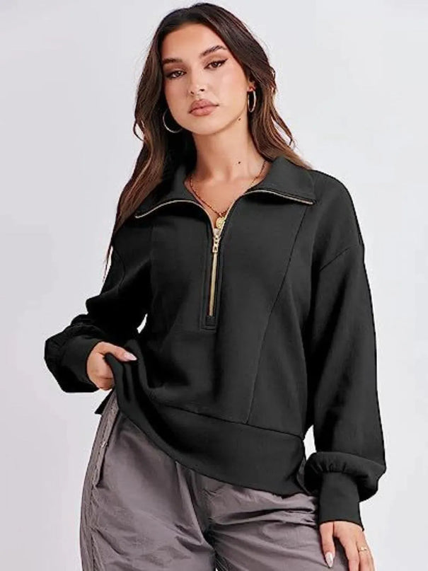 Sudadera con cuello y media cremallera para mayor comodidad y estilo