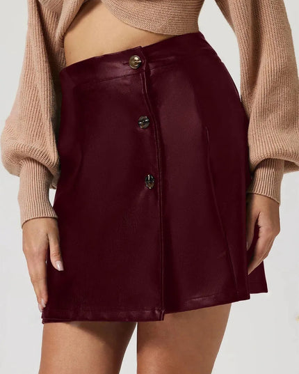 Buttoned High Rise Mini Skirt