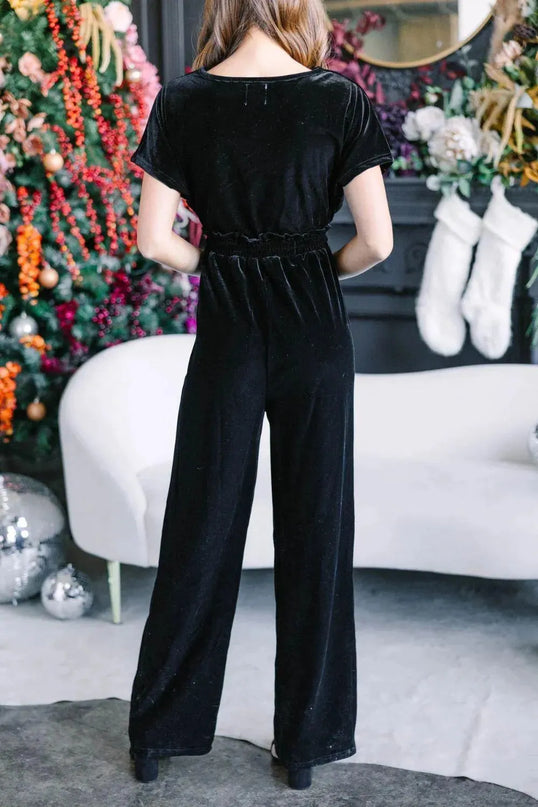 Drawstring Surplice Short Sleeve Jumpsuit - ShopEasier