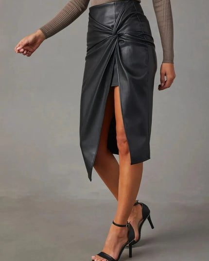 Twisted Slit High Rise Skirt