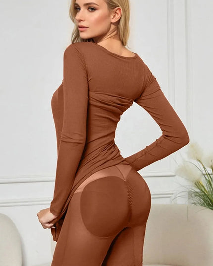 Basic Bae Built-In Shapewear Square Neck Long Sleeve Maxi Dress - ShopEasier