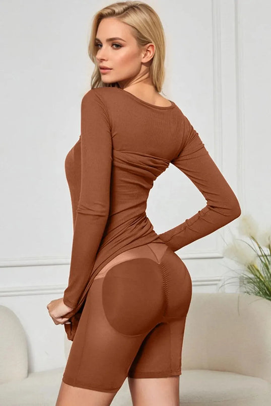 Basic Bae Built-In Shapewear Square Neck Long Sleeve Maxi Dress - ShopEasier