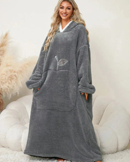 Pocketed Contrast Long Sleeve Hooded Lounge Dress