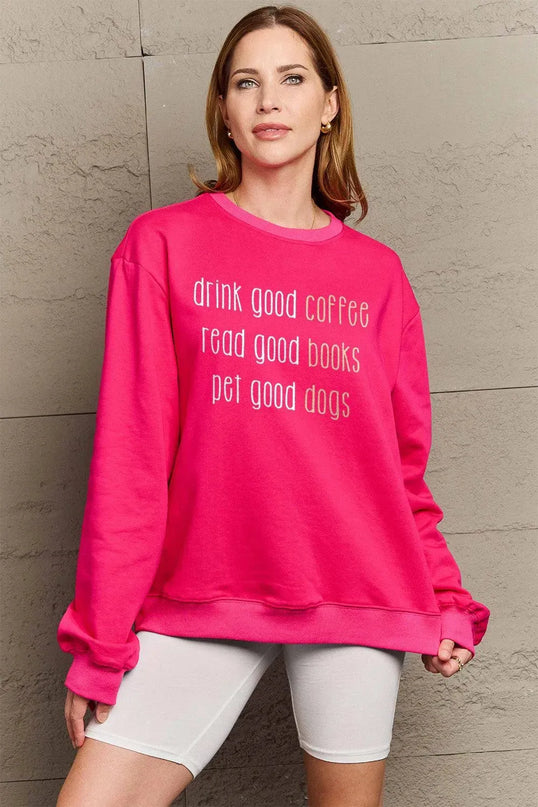 Simply Love Full Size Letter Graphic Round Neck Sweatshirt - ShopEasier