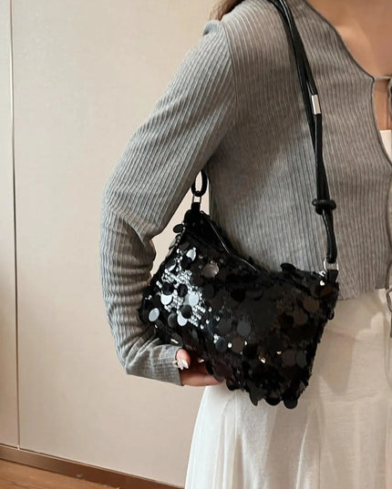 Sequin Knotted Straps Shoulder Bag