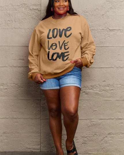 Simply Love Full Size LOVE Round Neck Sweatshirt - ShopEasier