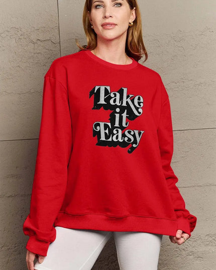 Simply Love Full Size TAKE IT EASY Graphic Sweatshirt - ShopEasier