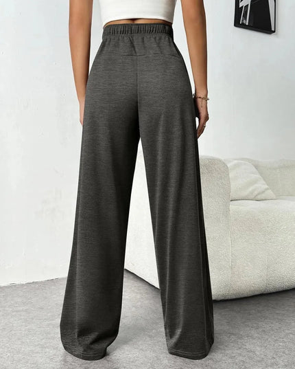 Drawstring Wide Leg Pants with Pockets