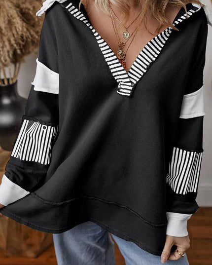 Collared Long Sleeve Pullover Sweatshirt