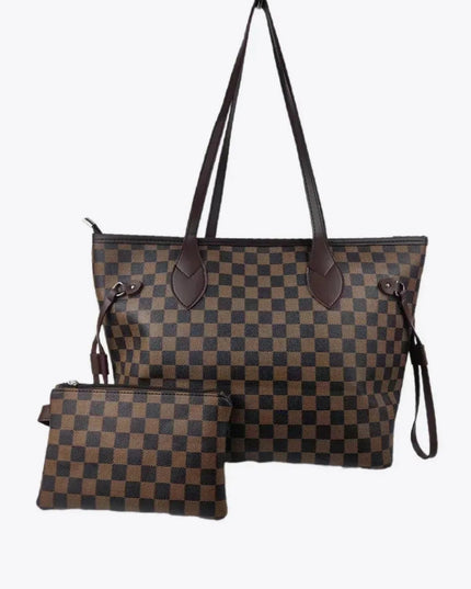 Plaid PVC Two-Piece Tote Bag Set