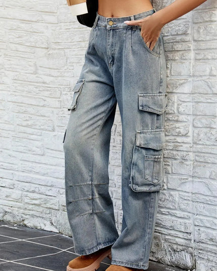 Washed Jeans with Pockets - ShopEasier