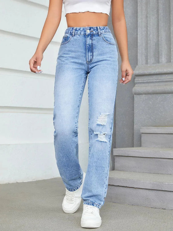 Distressed Jeans with Pockets - ShopEasier