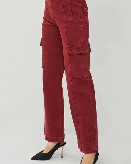 RISEN Full Size High Rise Wide Leg Cargo Jeans - ShopEasier