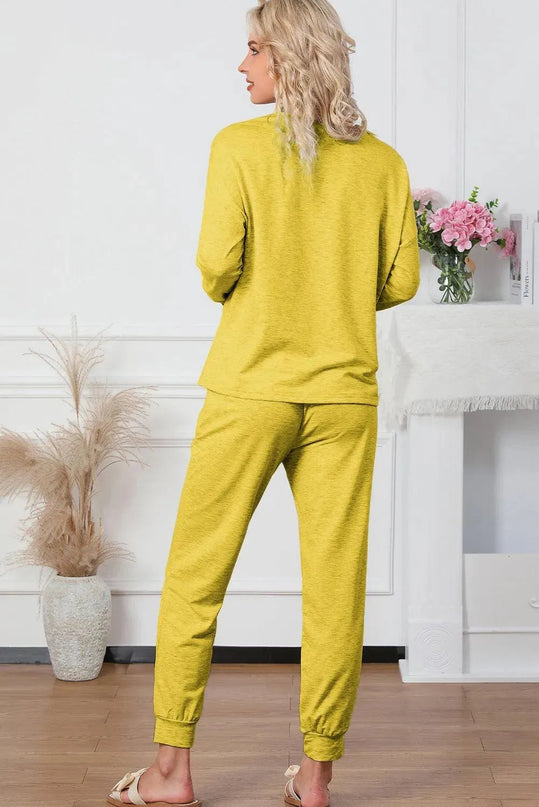 Basic Round Neck Lounge Set with Drawstring Pants