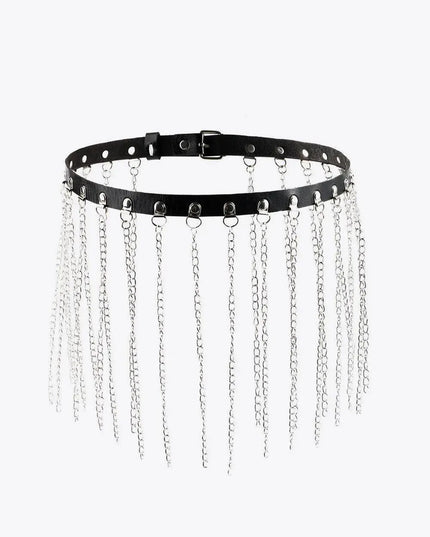 Fringed Chain PU Leather Belt - ShopEasier