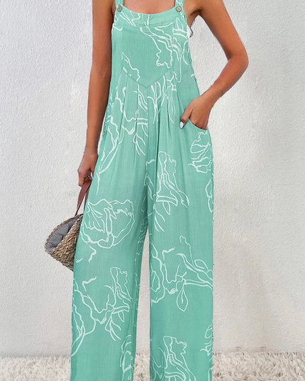 Printed Wide Strap Jumpsuit - ShopEasier