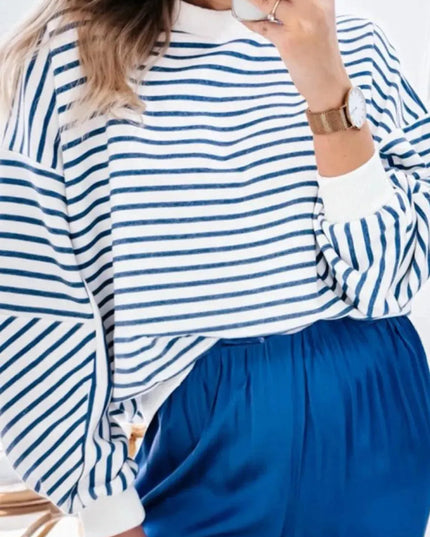 Casual Oversized Striped Long Sleeve Sweatshirt