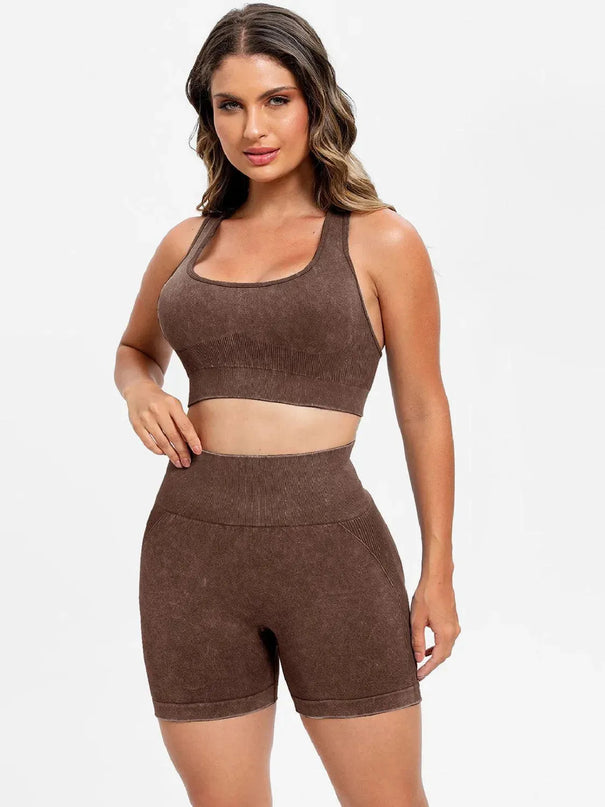 Scoop Neck Wide Strap Top and Shorts Active Set - ShopEasier