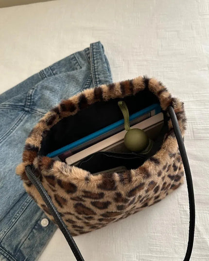 Wild Print Plush Shoulder Bag