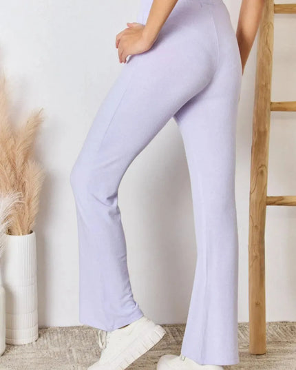 Ultra Soft High Waist Flare Knit Pants for Effortless Style